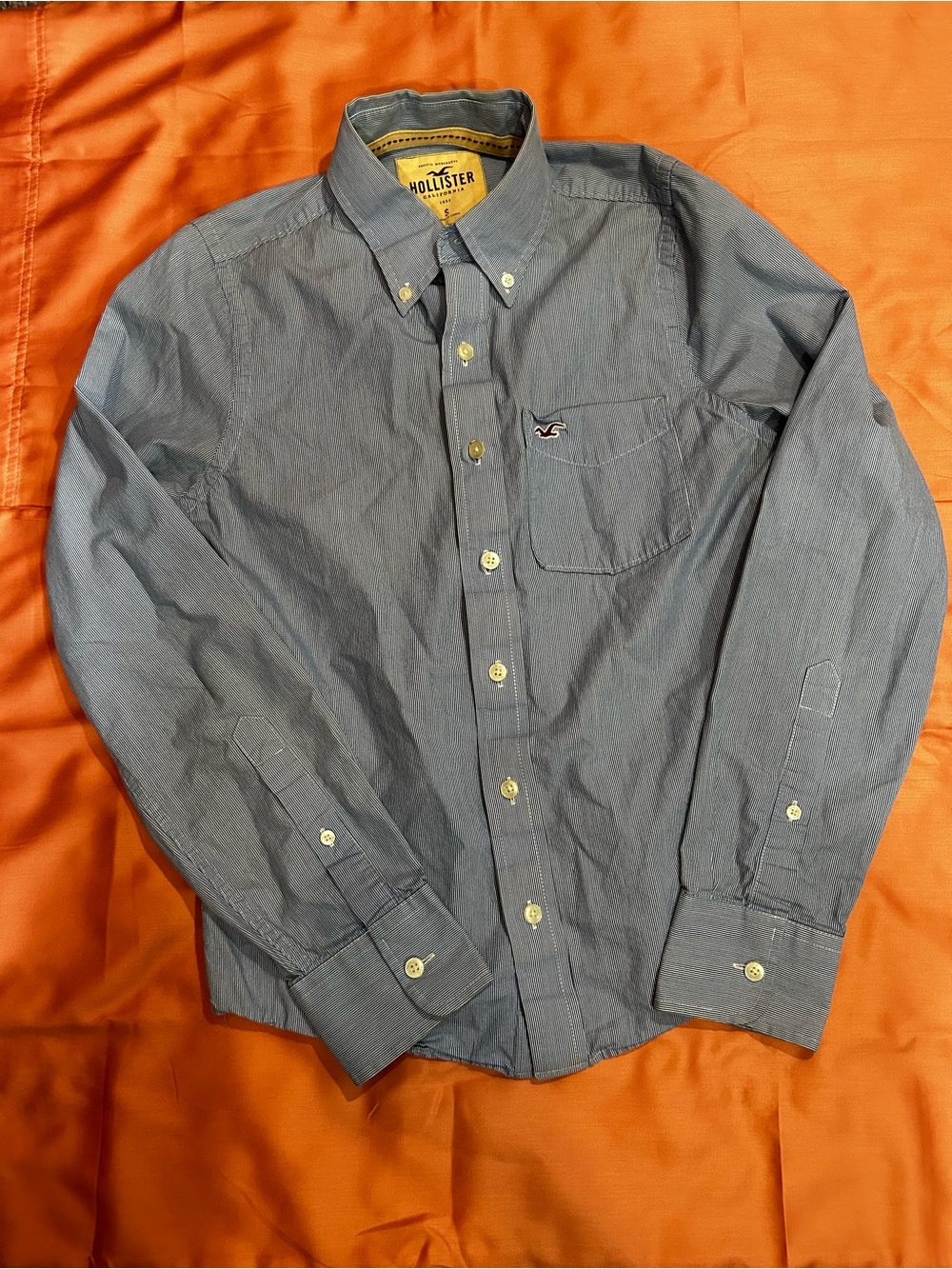 Hollister Women's Blue Striped Button-Down Shirt Size Small